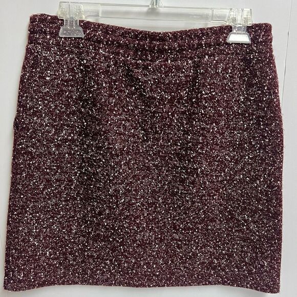 LOFT Red Silver Mini Pencil Skirt, Size Small - Picture 2 of 4